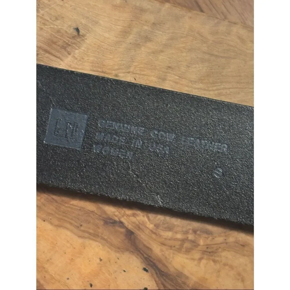 Gap Black Leather Belt with Silver Buckle -  S